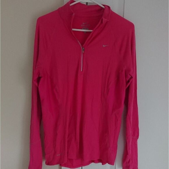 Vibrant Pink Nike Dri-Fit Half Zip Up Athletic Jacket Pullover size L - Picture 1 of 12